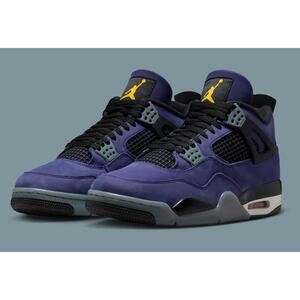 Size 4-Men/Size 5.5-Women Air Jordan 4 Retro Lakers Imperial Purple/Multi-Color